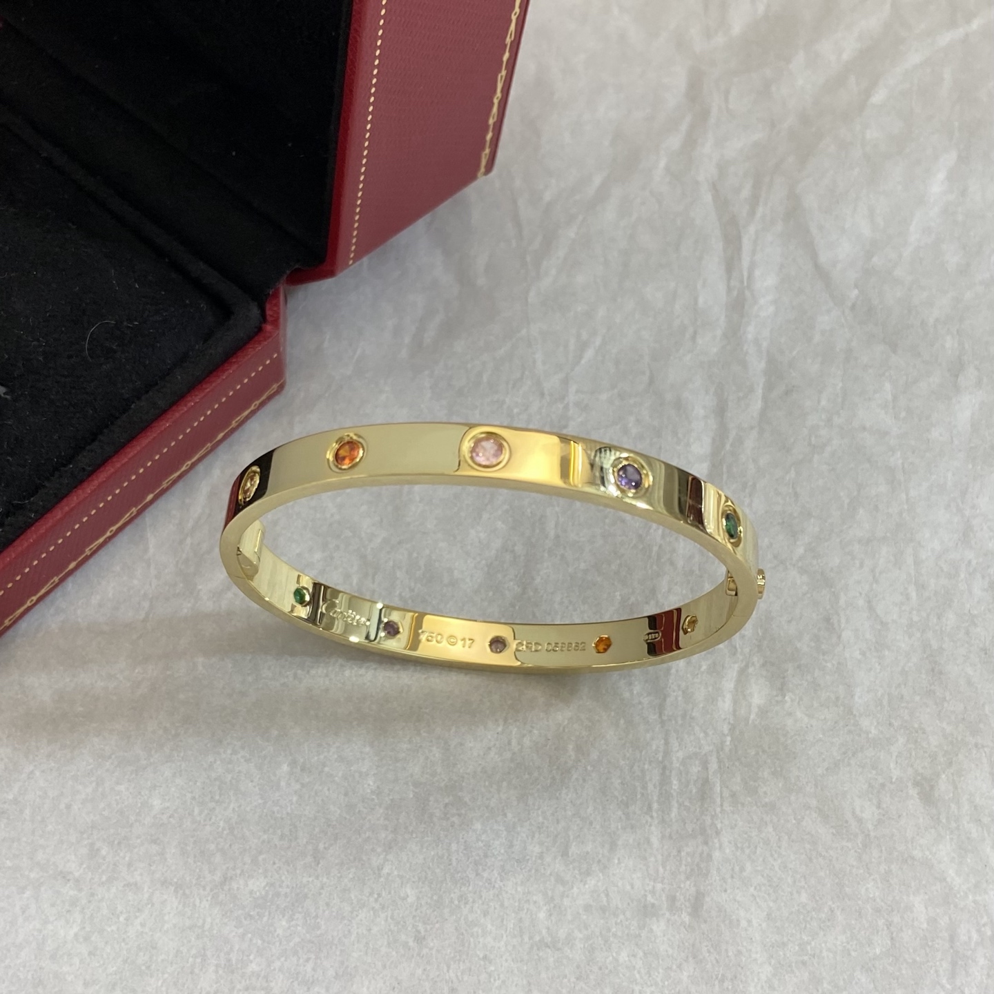 Cartier Love bracelet Yellow gold with multicolor gemstones white gold with multicolor gemstones 17
