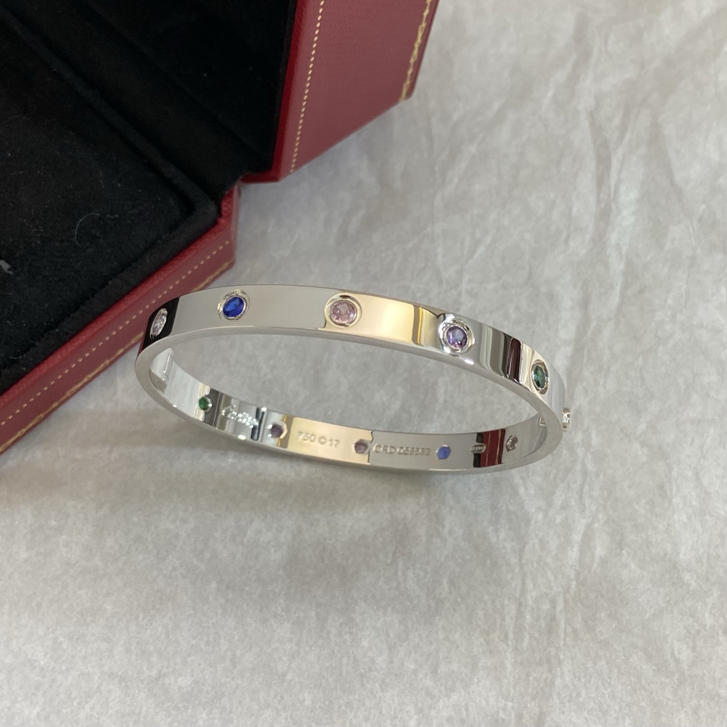 Cartier Love bracelet Yellow gold with multicolor gemstones white gold with multicolor gemstones 17