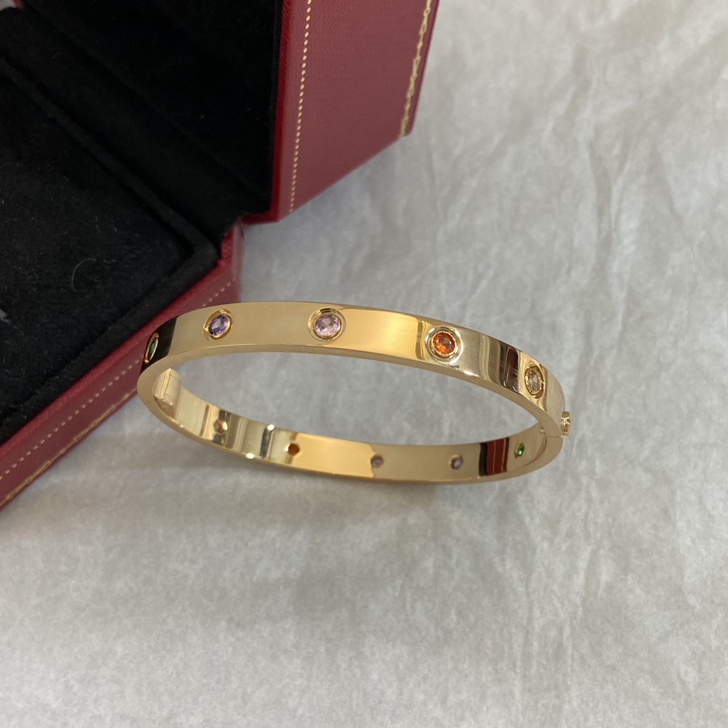 Cartier Love bracelet Yellow gold with multicolor gemstones white gold with multicolor gemstones 17