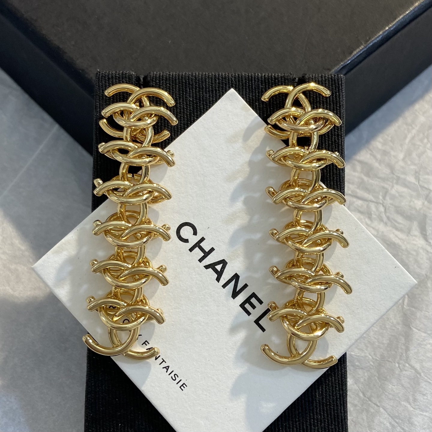 Chanel Multi Interlocking CC Chain Drop Earrings earrings Gold-tone metal no additional stones 6cm length