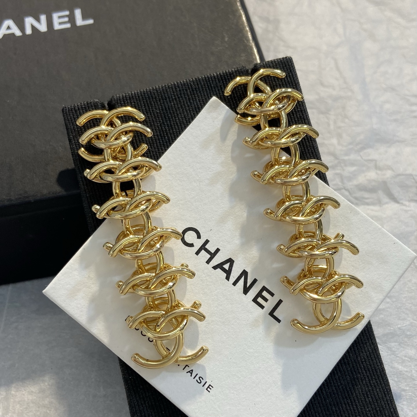 Chanel Multi Interlocking CC Chain Drop Earrings earrings Gold-tone metal no additional stones 6cm length