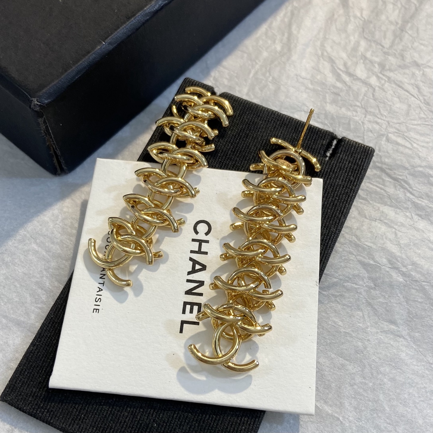 Chanel Multi Interlocking CC Chain Drop Earrings earrings Gold-tone metal no additional stones 6cm length