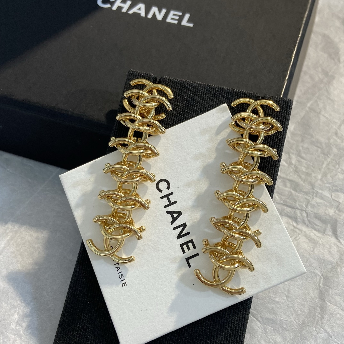 Chanel Multi Interlocking CC Chain Drop Earrings earrings Gold-tone metal no additional stones 6cm length