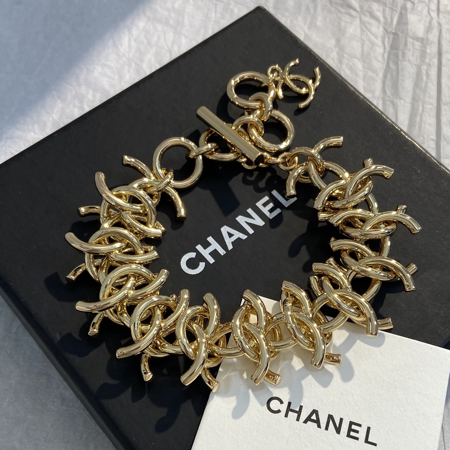 Chanel CC Logo Chunky Chain bracelet Gold-tone metal no gemstones 20cm
