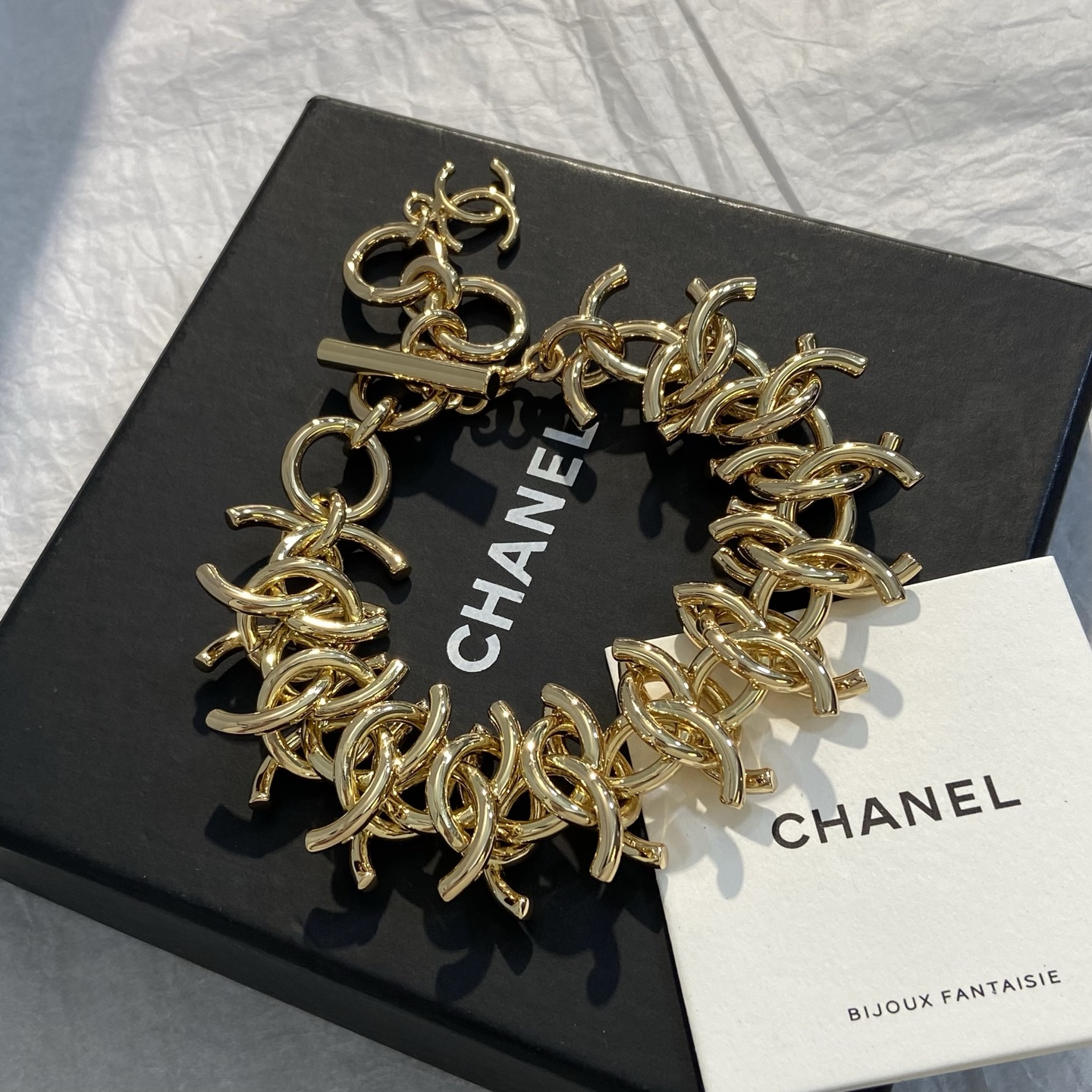 Chanel CC Logo Chunky Chain bracelet Gold-tone metal no gemstones 20cm