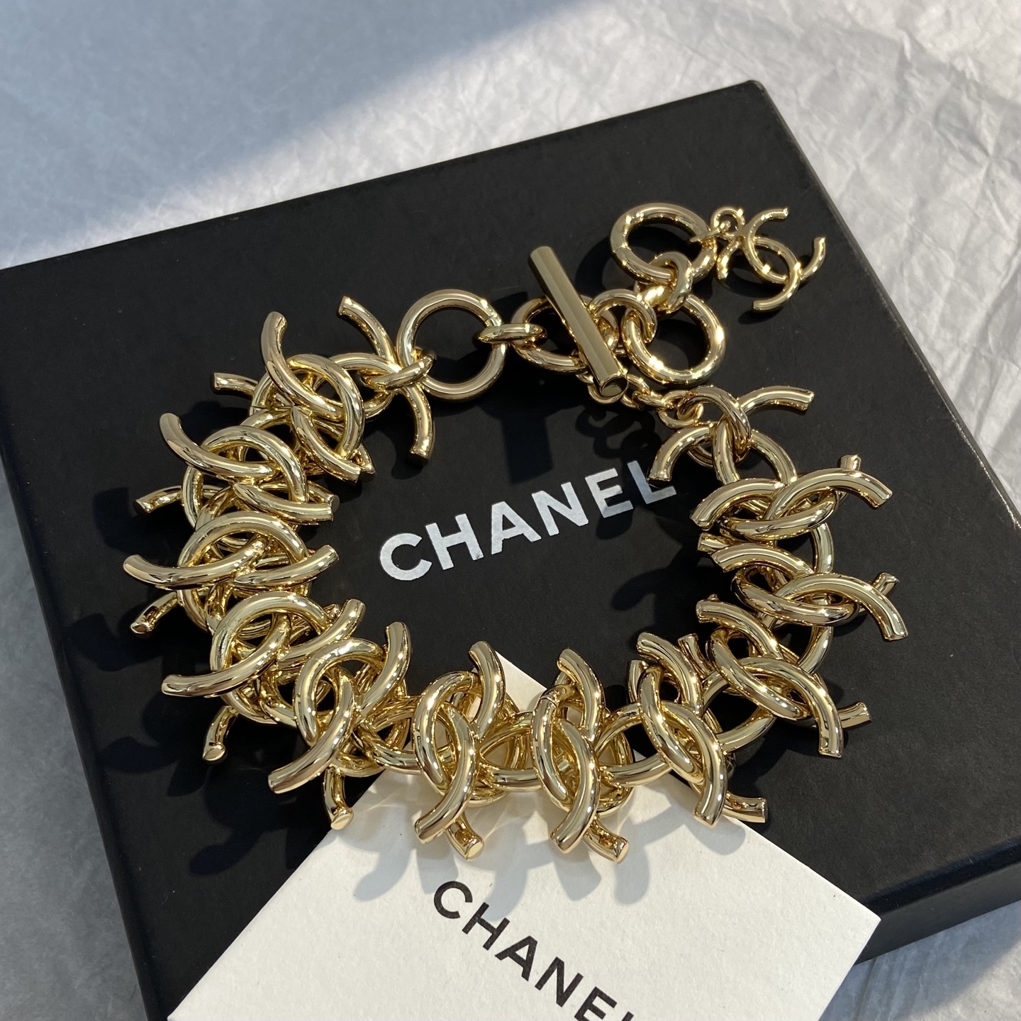 Chanel CC Logo Chunky Chain bracelet Gold-tone metal no gemstones 20cm