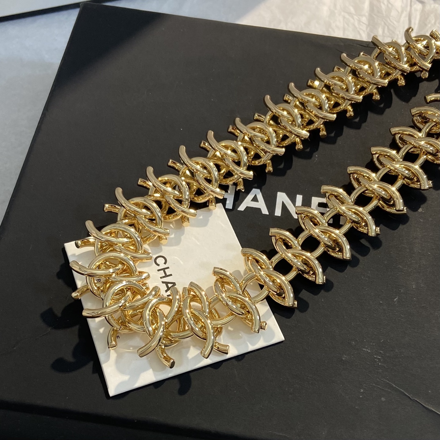 Chanel Interlocking CC Logo Chunky Chain Choker necklace gold-tone metal 38cm with 5cm extender