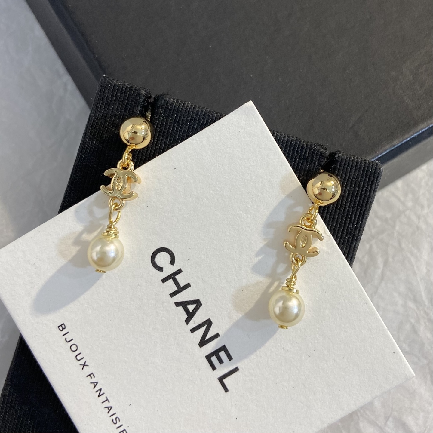 Chanel CC Logo Pearl Drop Earrings earrings Gold-tone metal with cream white faux pearls One Size drop length approximately 2 5cm
