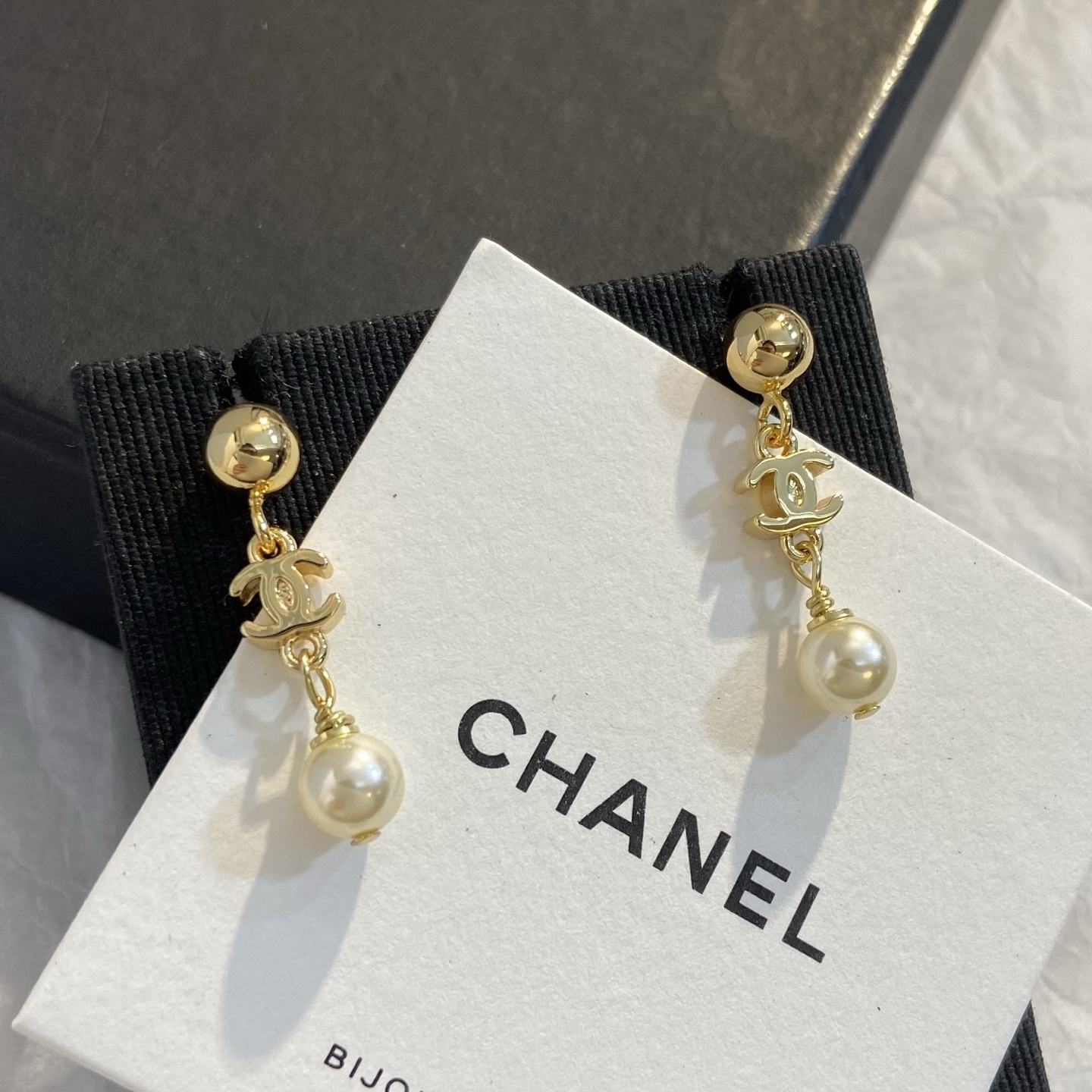 Chanel CC Logo Pearl Drop Earrings earrings Gold-tone metal with cream white faux pearls One Size drop length approximately 2 5cm