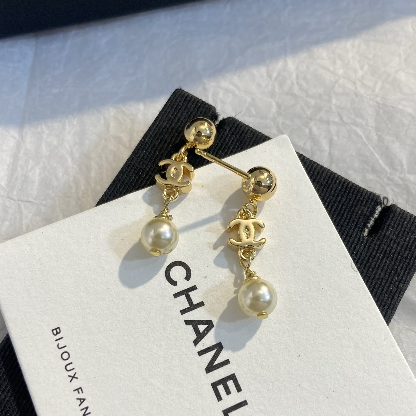 Chanel CC Logo Pearl Drop Earrings earrings Gold-tone metal with cream white faux pearls One Size drop length approximately 2 5cm