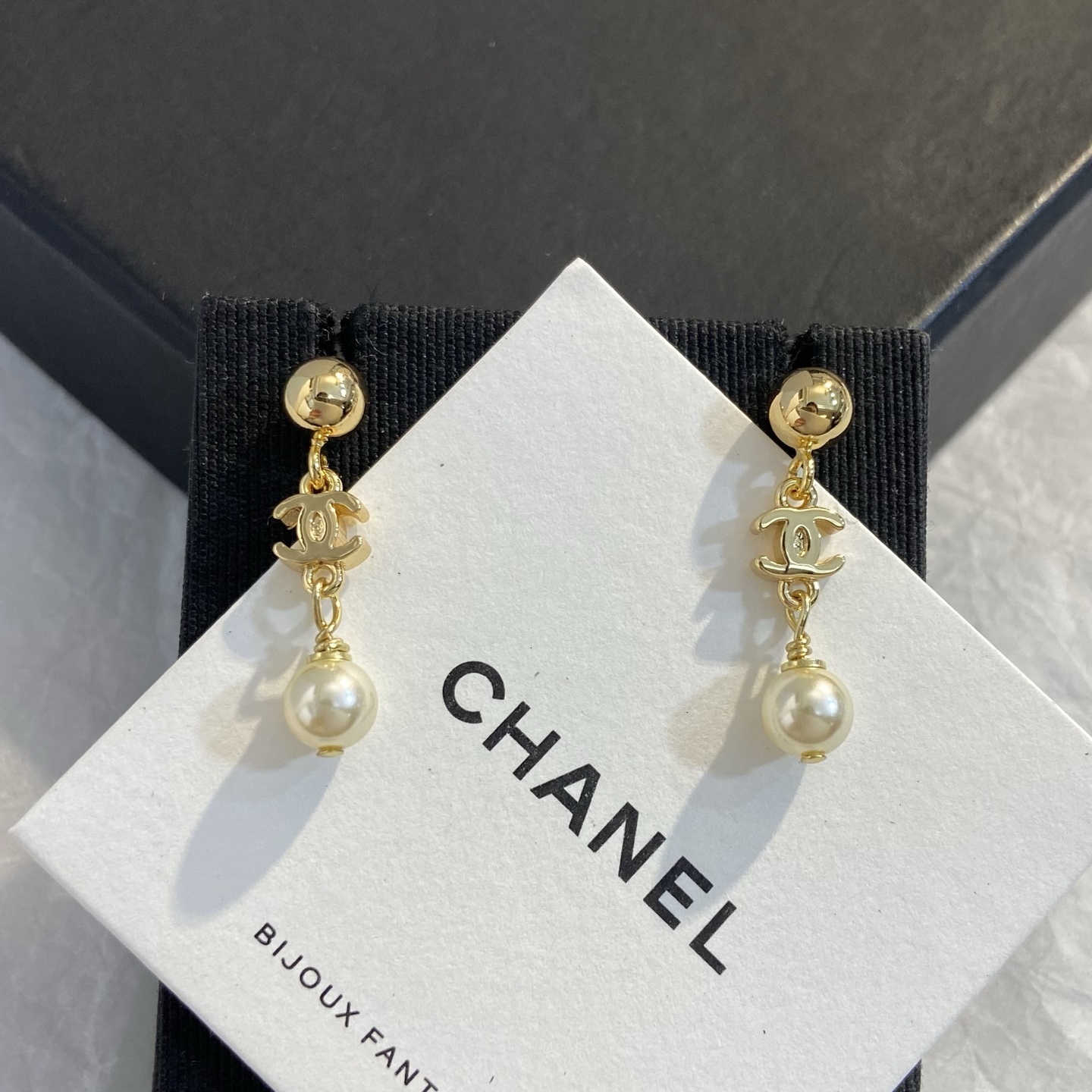 Chanel CC Logo Pearl Drop Earrings earrings Gold-tone metal with cream white faux pearls One Size drop length approximately 2 5cm