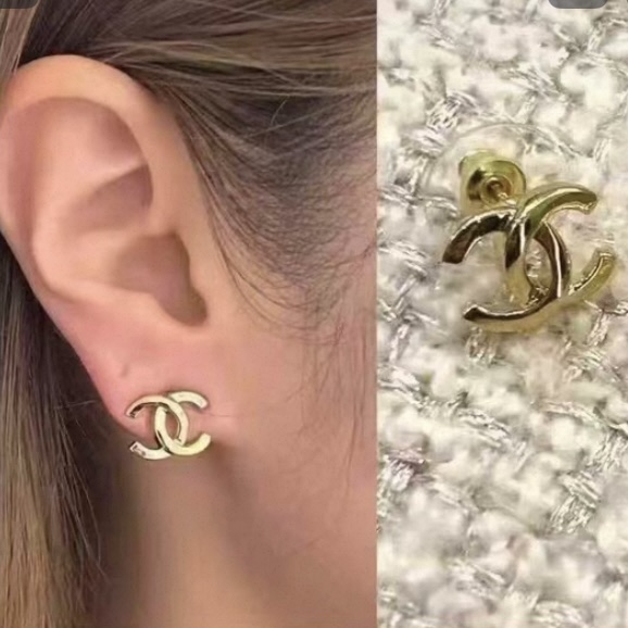 Chanel CC Stud Earrings earrings Gold-tone metal Silver-tone metal Small
