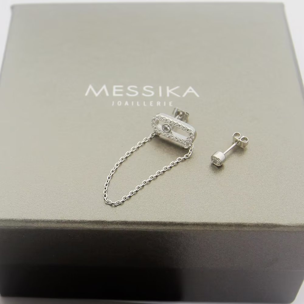 Messika Move Series earrings Yellow gold white gold rose gold with clear diamonds 2cm chain drop