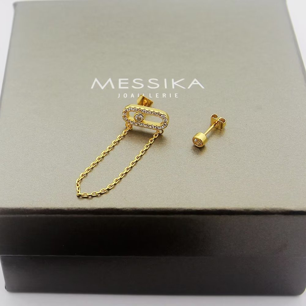 Messika Move Series earrings Yellow gold white gold rose gold with clear diamonds 2cm chain drop