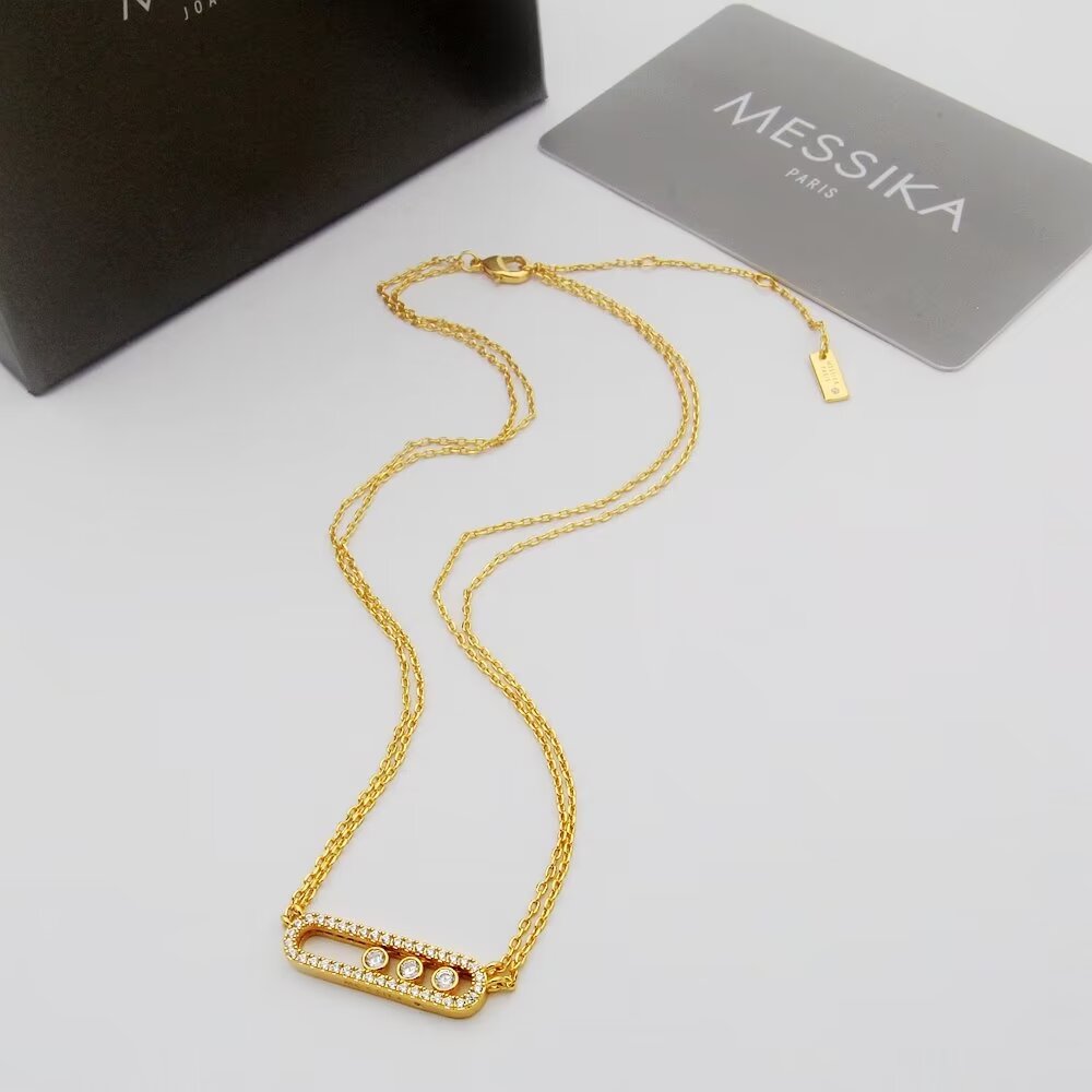 Messika Move necklace yellow gold with clear diamonds 42cm