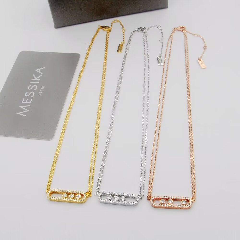 Messika Move necklace yellow gold with clear diamonds 42cm