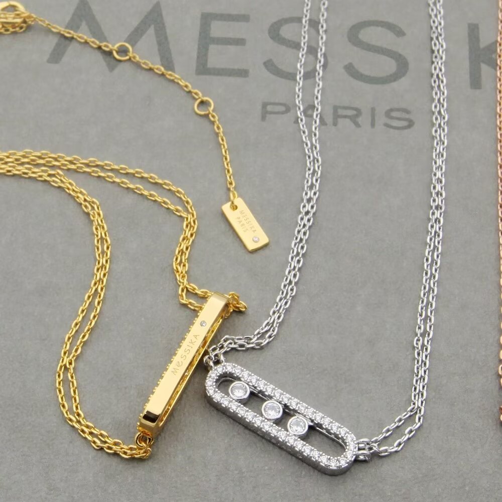 Messika Move necklace yellow gold with clear diamonds 42cm