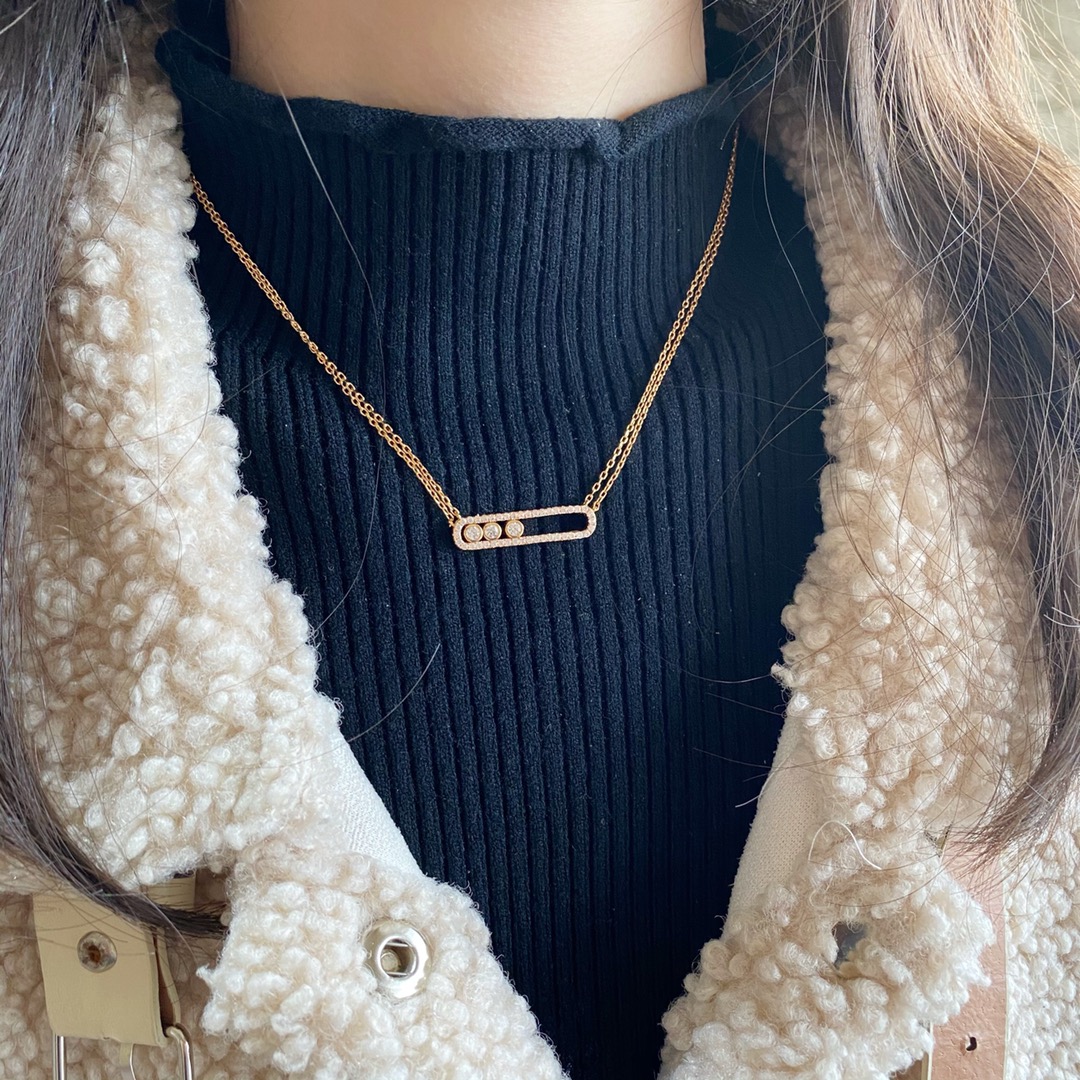 Messika Move necklace yellow gold with clear diamonds 42cm