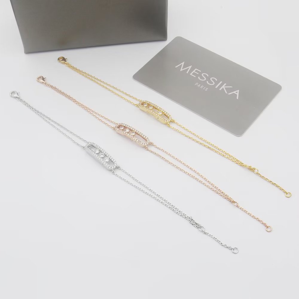 Messika Baby Move Pave bracelet 18k white gold 18k rose gold 18k yellow gold with clear diamonds 16-19cm adjustable