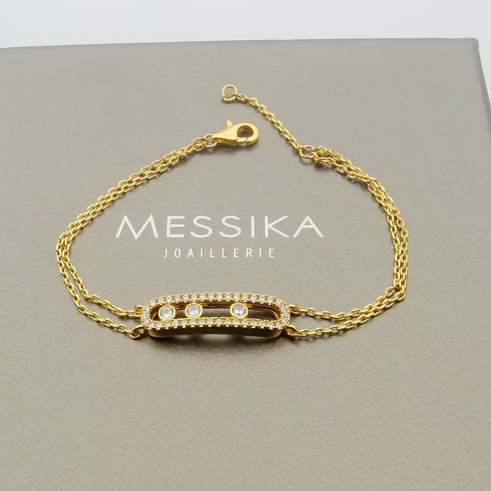 Messika Baby Move Pave bracelet 18k white gold 18k rose gold 18k yellow gold with clear diamonds 16-19cm adjustable