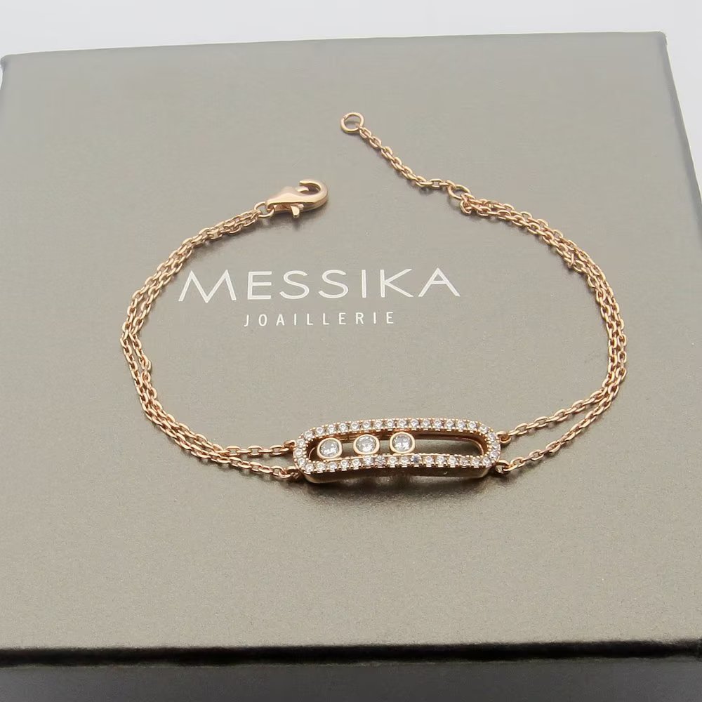 Messika Baby Move Pave bracelet 18k white gold 18k rose gold 18k yellow gold with clear diamonds 16-19cm adjustable