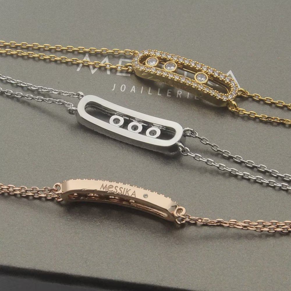 Messika Baby Move Pave bracelet 18k white gold 18k rose gold 18k yellow gold with clear diamonds 16-19cm adjustable