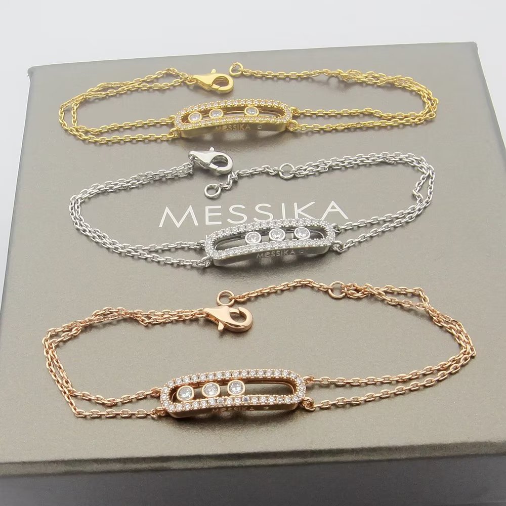 Messika Baby Move Pave bracelet 18k white gold 18k rose gold 18k yellow gold with clear diamonds 16-19cm adjustable