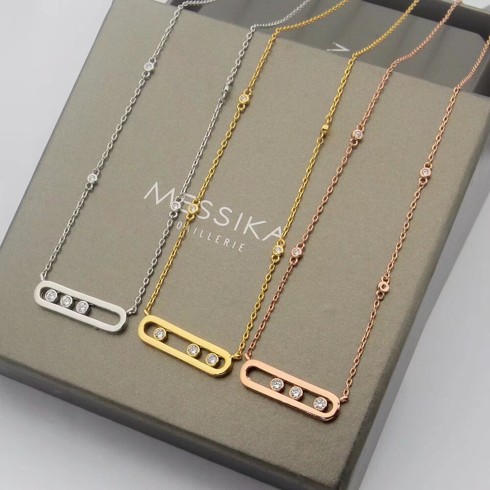 Messika Move Uno necklace Rose gold diamond 45cm