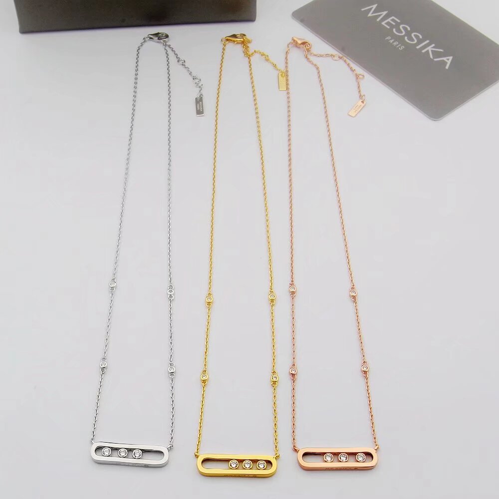 Messika Move Uno necklace Rose gold diamond 45cm