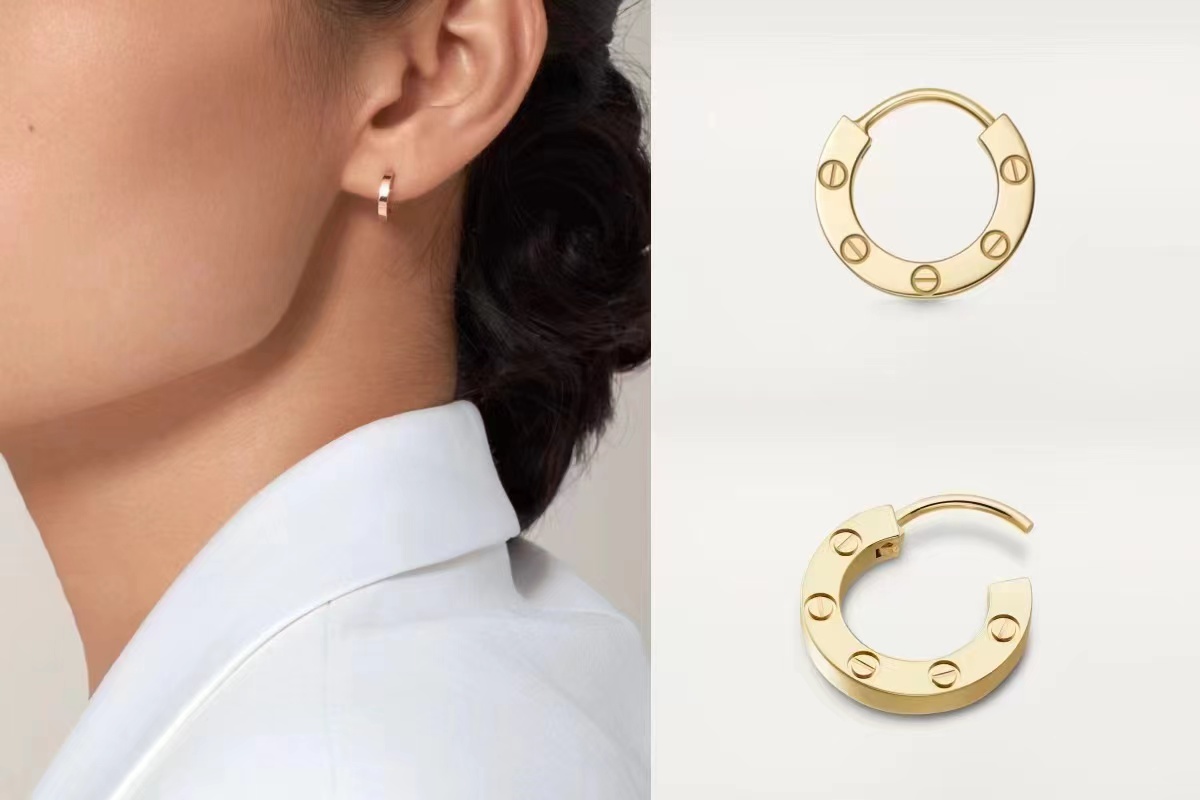 Cartier Love earrings 18k white gold 18k yellow gold 18k rose gold no gemstones 12mm outer diameter