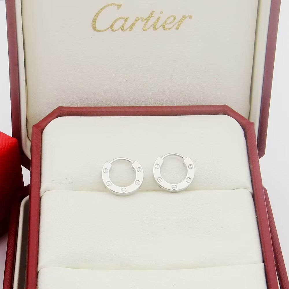 Cartier Love earrings 18k white gold 18k yellow gold 18k rose gold no gemstones 12mm outer diameter
