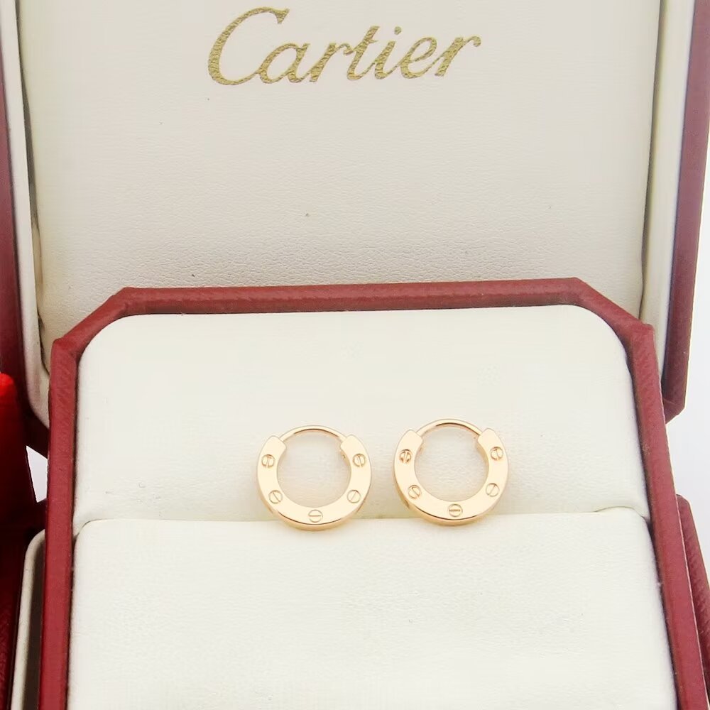Cartier Love earrings 18k white gold 18k yellow gold 18k rose gold no gemstones 12mm outer diameter