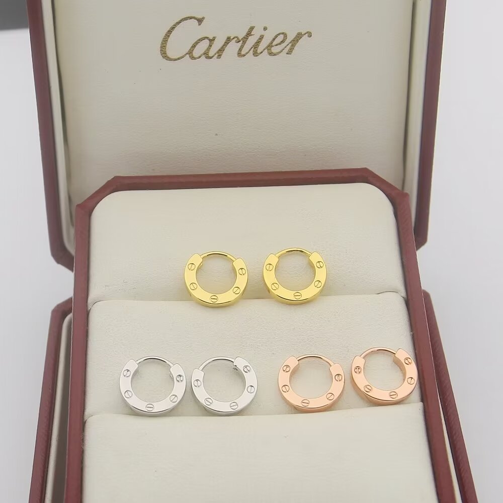 Cartier Love earrings 18k white gold 18k yellow gold 18k rose gold no gemstones 12mm outer diameter
