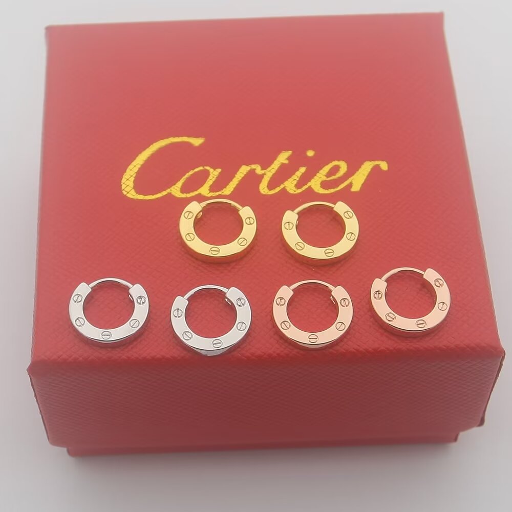 Cartier Love earrings 18k white gold 18k yellow gold 18k rose gold no gemstones 12mm outer diameter