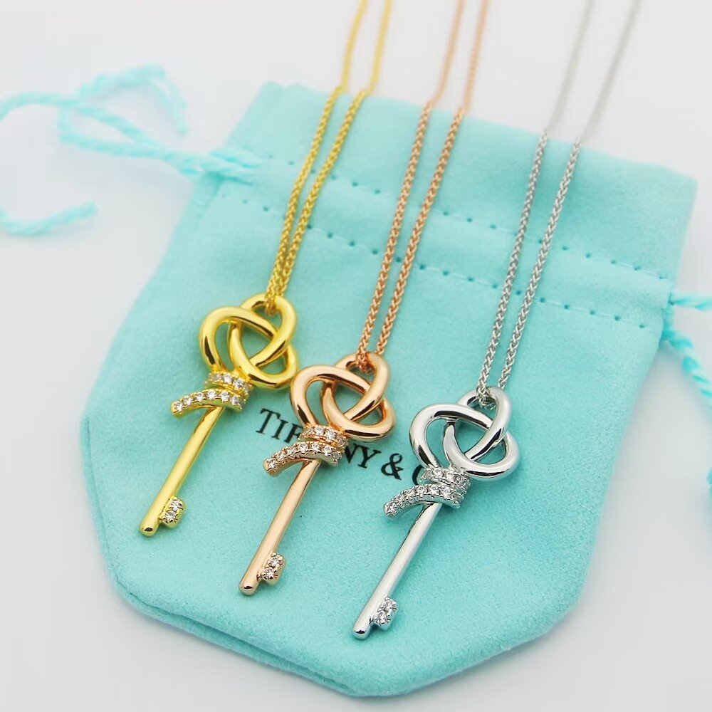 Tiffany Co Tiffany Keys Woven Keys necklace 18K rose gold diamond 45cm