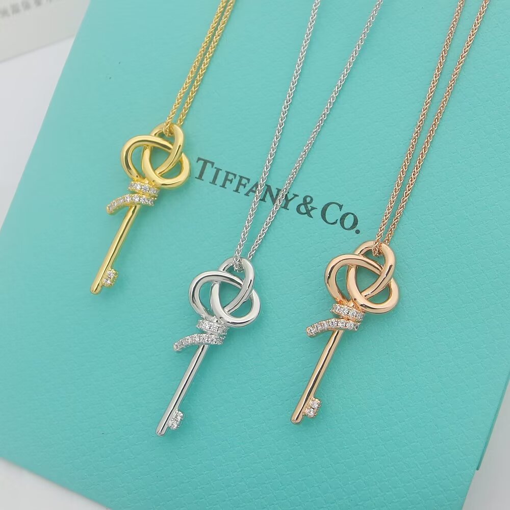 Tiffany Co Tiffany Keys Woven Keys necklace 18K rose gold diamond 45cm