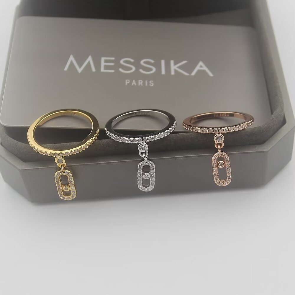 Messika Move Uno ring Yellow gold rose gold white gold with clear diamonds EU 52