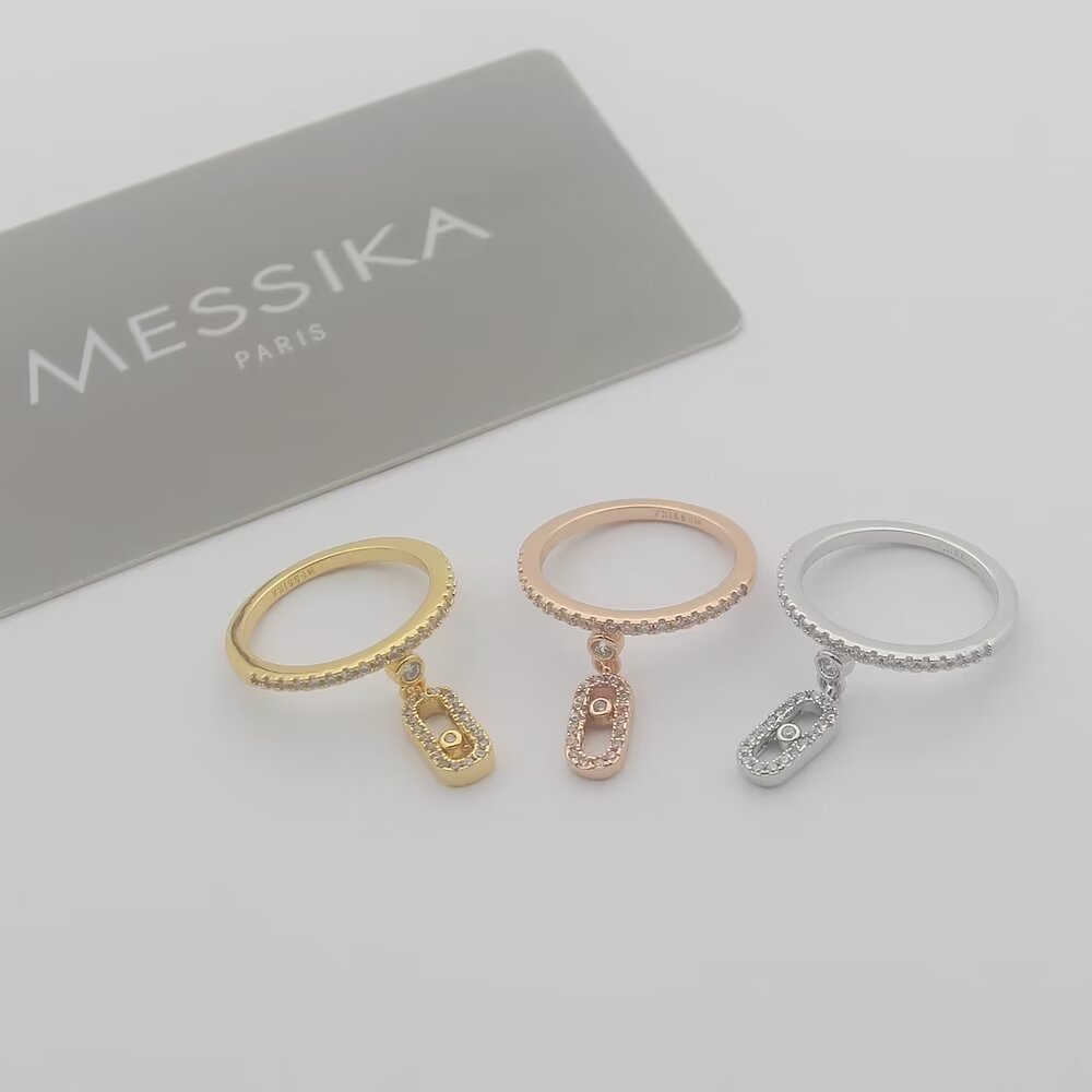 Messika Move Uno ring Yellow gold rose gold white gold with clear diamonds EU 52