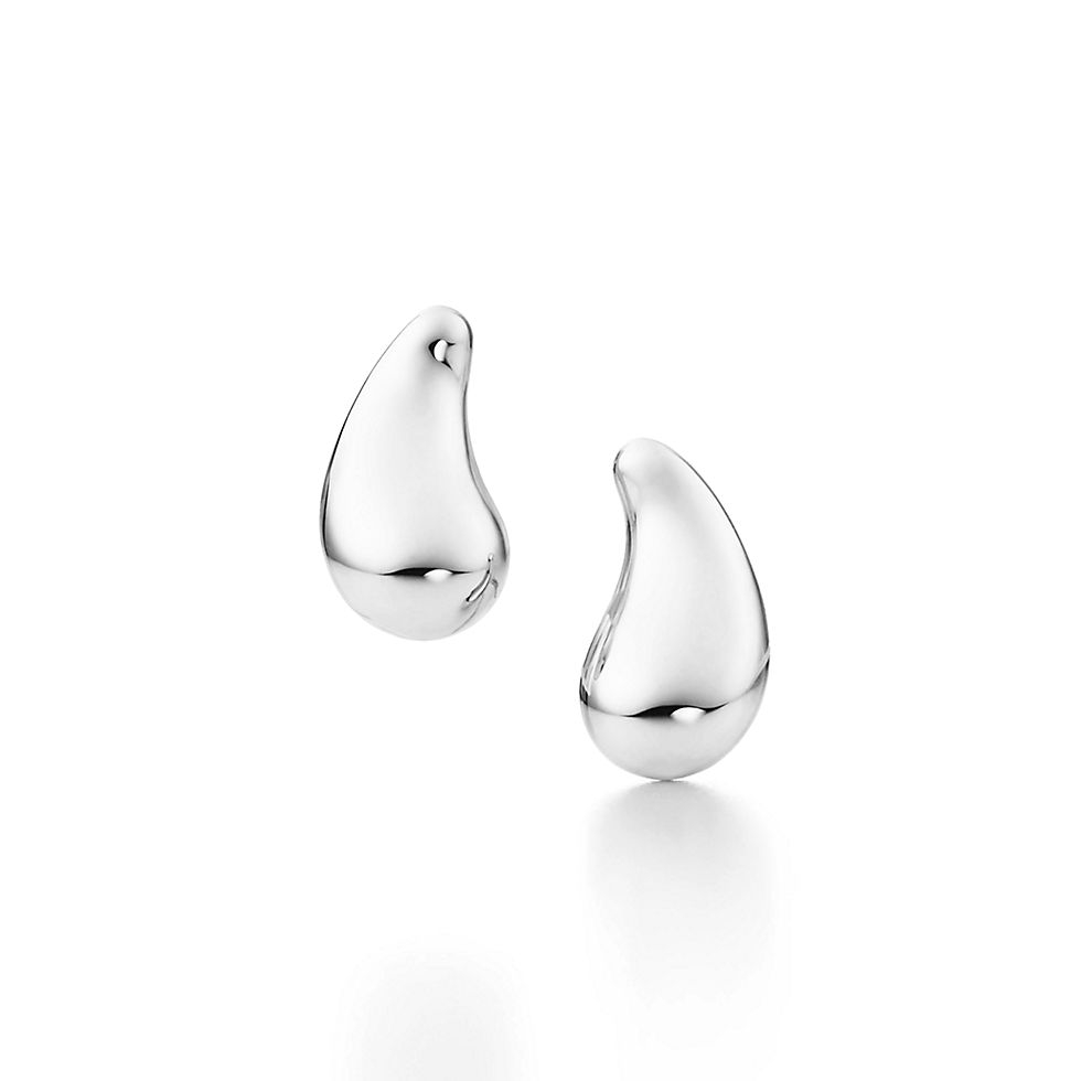 Tiffany Co Teardrop earrings Sterling silver 18k yellow gold 18k rose gold no gemstones 10mm