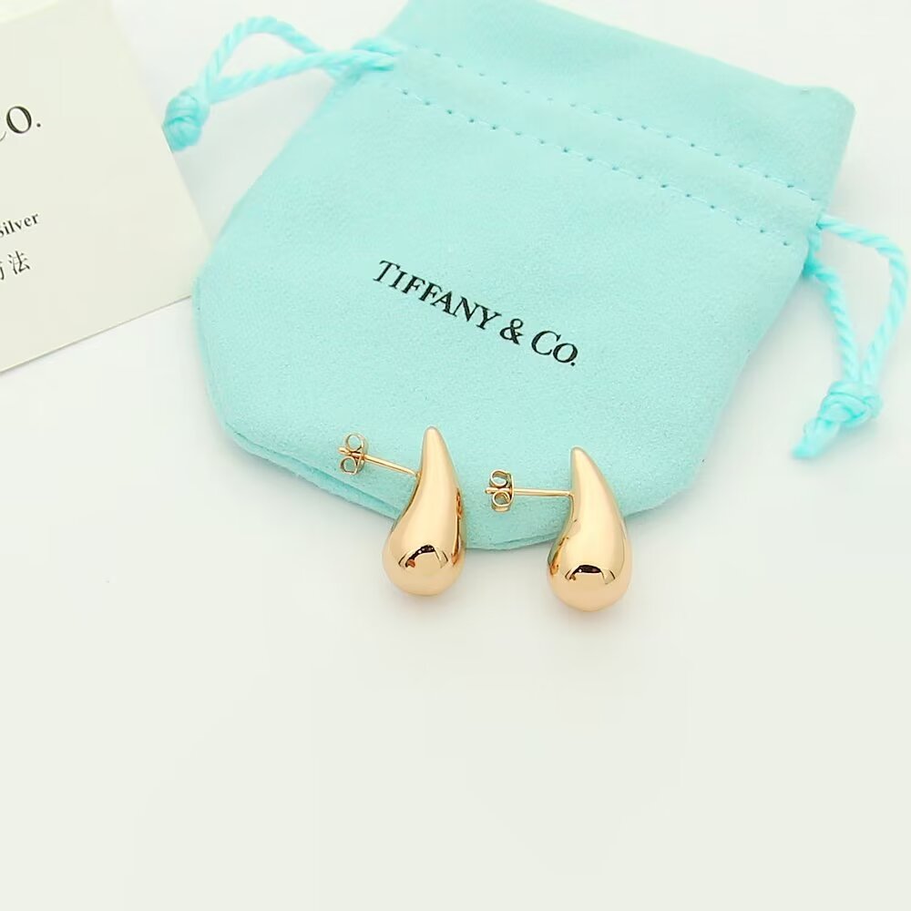 Tiffany Co Teardrop earrings Sterling silver 18k yellow gold 18k rose gold no gemstones 10mm