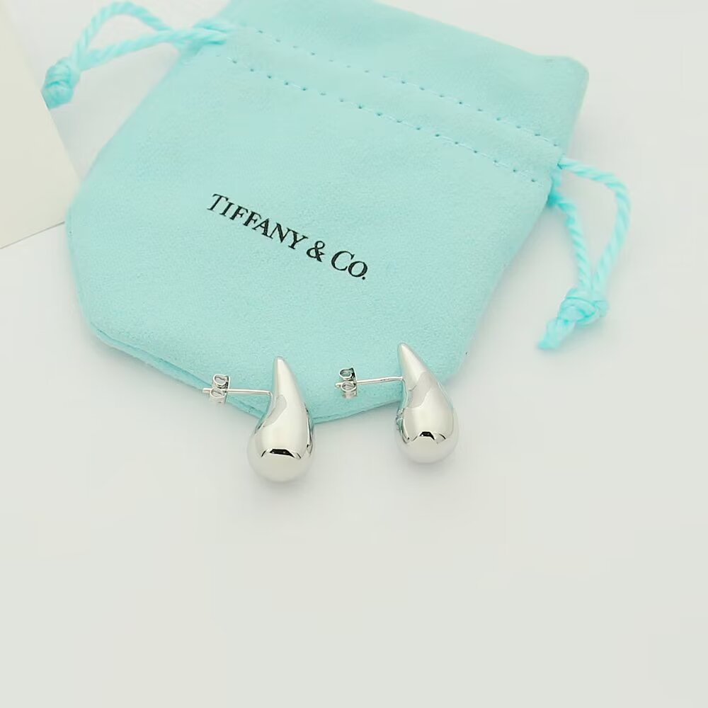 Tiffany Co Teardrop earrings Sterling silver 18k yellow gold 18k rose gold no gemstones 10mm