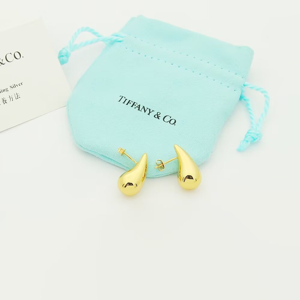 Tiffany Co Teardrop earrings Sterling silver 18k yellow gold 18k rose gold no gemstones 10mm