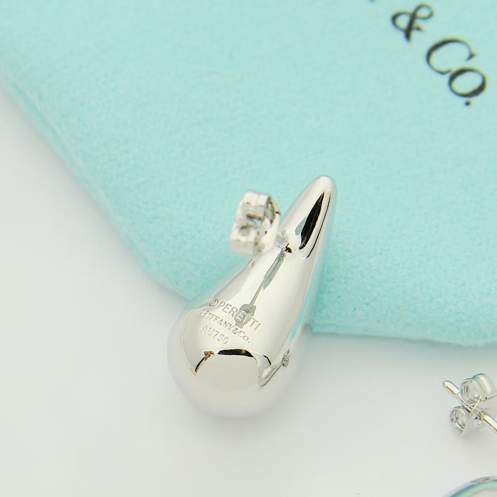 Tiffany Co Teardrop earrings Sterling silver 18k yellow gold 18k rose gold no gemstones 10mm
