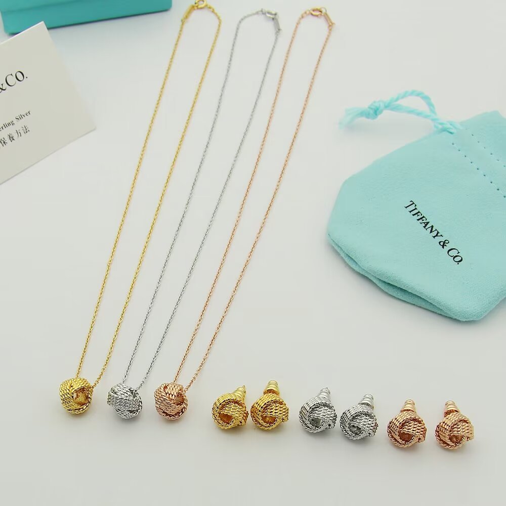 Tiffany Co Twist Knot earrings sterling silver no gemstones 8mm stud diameter