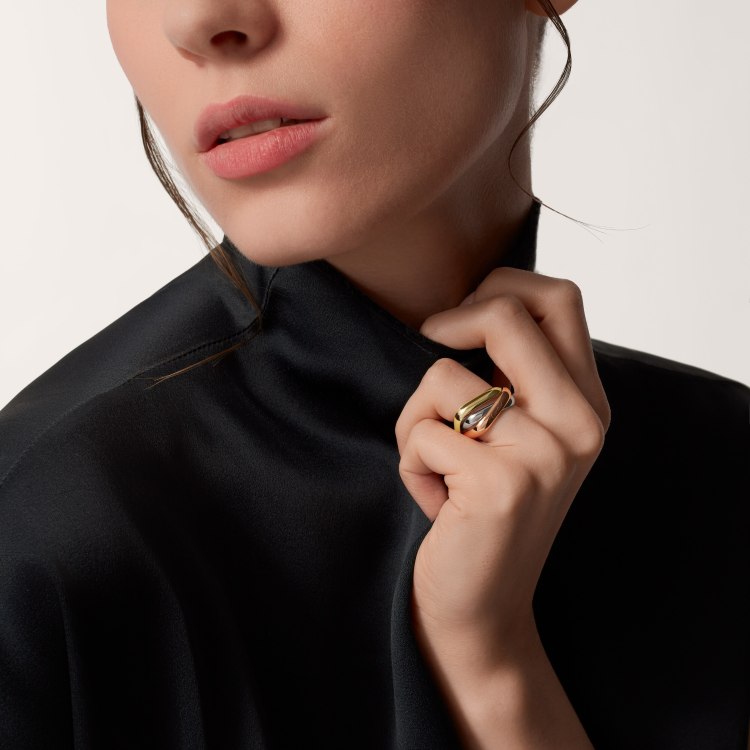 Cartier Trinity Cushion Ring ring 18k yellow gold 18k rose gold 18k white gold EU 52