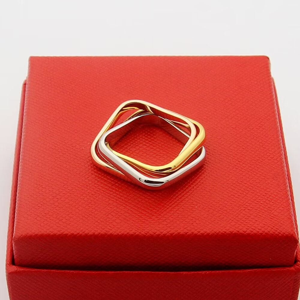 Cartier Trinity Cushion Ring ring 18k yellow gold 18k rose gold 18k white gold EU 52