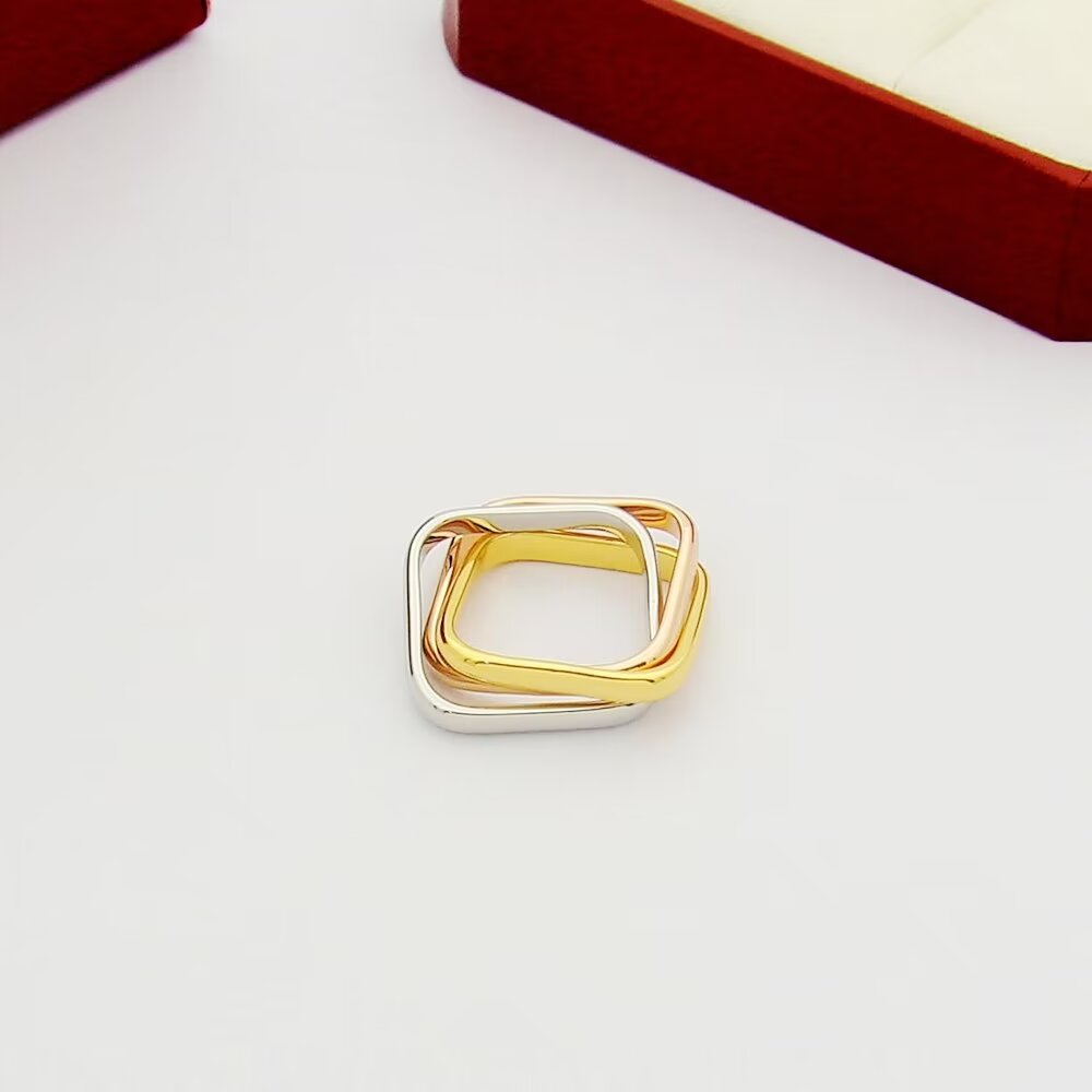 Cartier Trinity Cushion Ring ring 18k yellow gold 18k rose gold 18k white gold EU 52