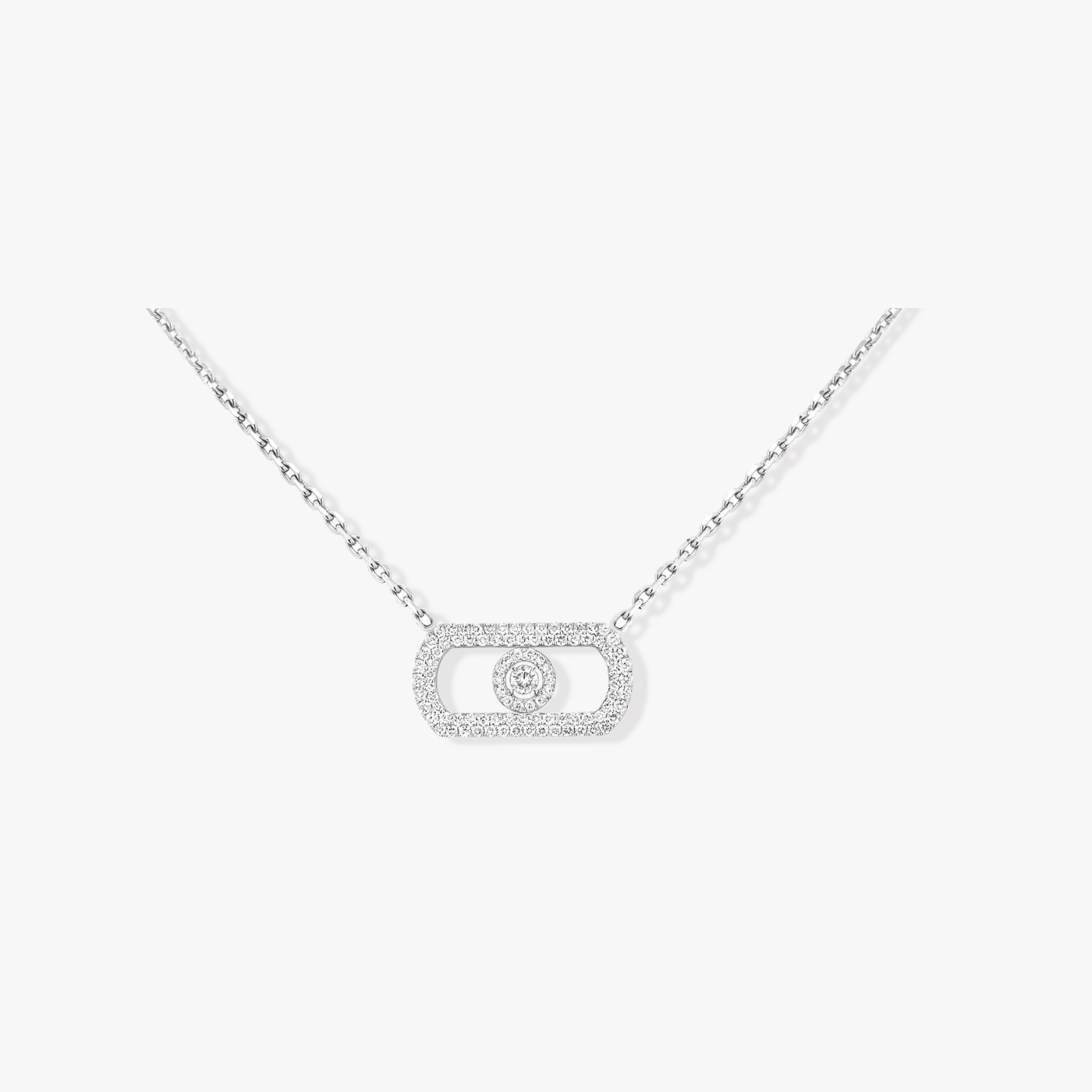 Collier Messika Move Uno Or blanc 18 carats Or jaune 18 carats Or rose 18 carats pavé de diamants 42cm