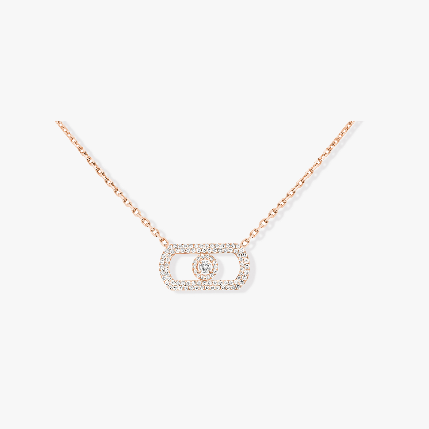 Collier Messika Move Uno Or blanc 18 carats Or jaune 18 carats Or rose 18 carats pavé de diamants 42cm
