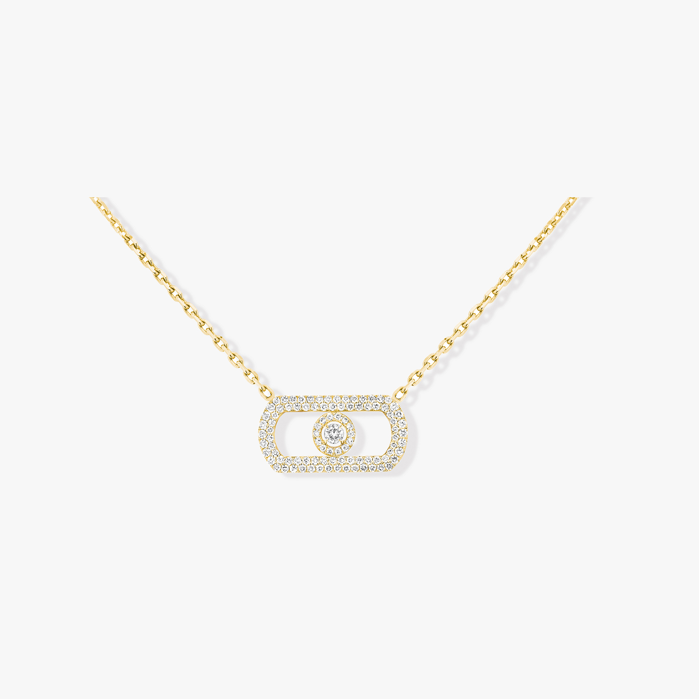 Collier Messika Move Uno Or blanc 18 carats Or jaune 18 carats Or rose 18 carats pavé de diamants 42cm
